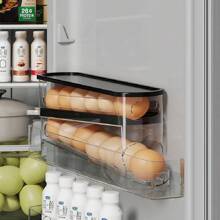 1 Stück klare Ei Aufbewahrungsbox - stoßfeste Doppelschicht automatischer Rolleierehalter mit Konstruktion - perfekt für Kühlschrank, Schrank, Regal und Arbeitsplatte Lagerung, ideale Küchenorganisatoren und Zubehör für Hausfrauen und Bäcker, für Ostern, Eiaufbewahrungstabletts