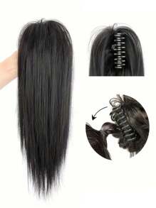 16 Inch Short Straight Natural Dark Brown Ponytail Extensions, Synthetic Clip-In Ponytail Hair Extensions For Women - Multicolor - View 9