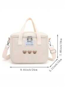 Large Capacity Multi-Function Insulated Lunch Bag, Suitable For Students - Canvas Mommy Bag, Handheld Mommy Bag, Insulated Bag, Cute Bear Milk Bottle & Diaper Storage Bag, Shoulder Diagonal Mommy Bag, Christmas, Halloween, Thanksgiving, Easter Gift Bag, Ideal For School Use And Learning Supplies. - Multicolor - View 12