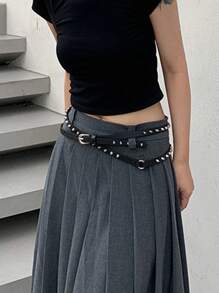 1pc Punk Rock Style Belt Buckle, Suitable For Jeans, Female Jeans, Rock Punk, Vintage, Sexy Rivet Belt, Applicable For Summer, School, Autumn, Halloween - Multicolor - View 3