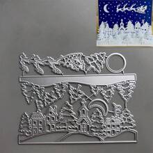 1pc Christmas And Winter Metal Die Cuts - Santa Claus And Reindeer Patterns For DIY Greeting Cards, Scrapbooking, And Holiday Decorations - Silver - View 2