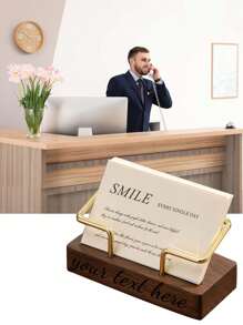 Customized Personalized Business Card Holder, Wooden Card Holder, Card Storage Box, Front Desk Business Card Display Rack, Creative Desktop Card Clip Back To School