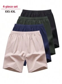 Bộ 4 quần short thể thao thường ngày cho nam, quần dài đến giữa đùi thoáng khí khi chạy bộ/tập luyện thể dục, mặc ngoài trời trên bãi biển - Nhiều màu - Xem 2