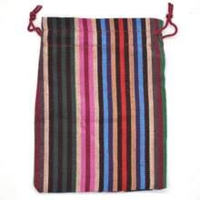 5pcs Linen Drawstring Bags, Bohemian Jewelry Cosmetic Gift Storage Pouches