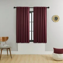 1 buah atau 2 buah Tirai Jendela/Saku Batang dengan Gesper yang Dapat Disesuaikan dan Berbagai Ukuran, Tirai Penghalang Cahaya Hemat Energi Warna Polos untuk Ruang Tamu, Kantor, Dapur, Kamar Tidur - Burgundy - View 24