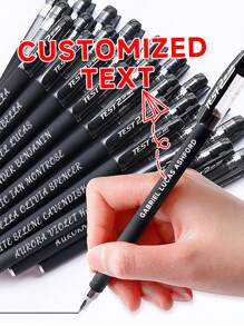 Personalizowany czarny długopis kulkowy, cienka końcówka 0,5 mm, czarny tusz - idealny do biura i szkoły, odpowiedni do reklamy, promocji, prezentów, artykułów papierniczych, artykułów szkolnych, nagród za aktywność szkolną, prezentów na Dzień Nauczyciela, przedsiębiorstw, centrów handlowych, promocji biura, nagród i wyróżnień