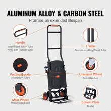 Aluminum Hand Truck 2 In 1 Folding Dolly Cart 300 Lbs Capacity Heavy Duty Outdoor Decor - Black - View 8