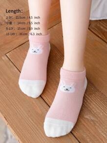 5 Pairs/10 Pairs Girls Ankle Socks, Pink Cat, Rabbit & Stripe Mesh Breathable Short Socks For Spring/Summer, Suitable For Students Back To School And Daily Wear - Multicolor - View 4