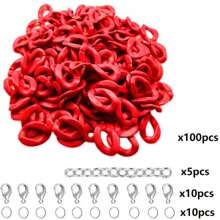100set/25pcs 17x23/20X28mm Macaron Color Twist Chain Beads Buckle For Diy Fashion Necklace Phone Bag Chain Jewelry Making Decorative Accessories - Multicolor - View 19