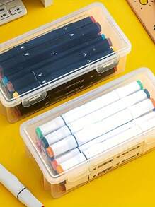 4 Pieces - Extra Large Capacity Plastic Pencil Case, A Versatile Multifunctional Storage Box, One-Stop To Meet The Needs Of Fine Classification Of School Supplies And Safe Storage Of Electronic Accessories, Multifunctional Storage Box, Suitable For School Supplies And Accessories, Highly Attractive, Simple,Desk Organiser,Pencil Case,Pen Holder,Plush Pencil Case,Pencil Case Cute,Office Desk Organiser,Material,Marker Organizer - Multicolor - View 10
