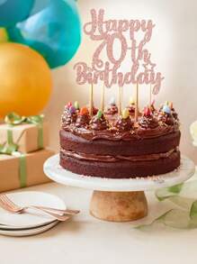 1pc Rose Gold Happy 18th/21st/30th/40th/50th/60th/70th/80th Birthday Cake Topper, Suitable For Birthday Party Anniversary Cake Decor