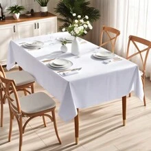 Mantel rectangular blanco, lavable y resistente al color - Blanco - Ver 2