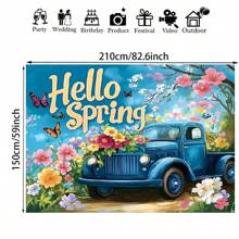 Butterfly Birthday Background, Spring Hello Easter & Spring Decoration Banner, Polyester, Suitable For Party Decor And Photography Props, Birthday Party Decoration
