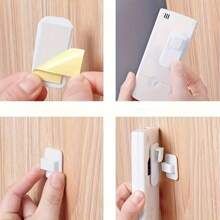 6pcs/Set Multi-Functional Self-Adhesive Hooks, Remote Control Holders, No-Drill And Damage-Free Strong Sticky Hooks, For Remote, Air Conditioner Remote Holder, Practical Wall Hooks - White - View 7