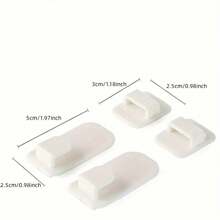 6pcs/Set Multi-Functional Self-Adhesive Hooks, Remote Control Holders, No-Drill And Damage-Free Strong Sticky Hooks, For Remote, Air Conditioner Remote Holder, Practical Wall Hooks - White - View 3