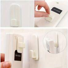 6pcs/Set Multi-Functional Self-Adhesive Hooks, Remote Control Holders, No-Drill And Damage-Free Strong Sticky Hooks, For Remote, Air Conditioner Remote Holder, Practical Wall Hooks - White - View 5