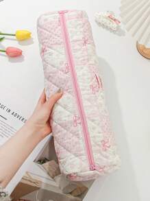 1PC Pink Bowknot And Flower Pattern Hair Dryer Storage Bags Hair Curler Storage Bags For Travel Portable Hair Dryer Storage Bag Travel Portable Multifunctional Cosmetic Bag Cosmetic Storage Travel Toiletry Bag Handbag Dustproof Large Capacity Electric Curling Wand Straight Plate Clip Protective Cover Hair Dryer Storage - Pink - View 3