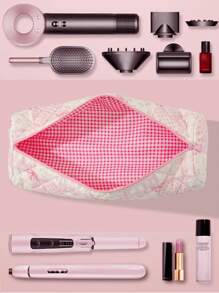 1PC Pink Bowknot And Flower Pattern Hair Dryer Storage Bags Hair Curler Storage Bags For Travel Portable Hair Dryer Storage Bag Travel Portable Multifunctional Cosmetic Bag Cosmetic Storage Travel Toiletry Bag Handbag Dustproof Large Capacity Electric Curling Wand Straight Plate Clip Protective Cover Hair Dryer Storage - Pink - View 4