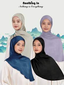 New One Piece Big Size Plain Textured Shine Chiffon Shawl Hijab Basics Arab-Style Ligh Headscarf Malaysia Undercap Headwrap High-Elasticity Scarf Hijab For Girl - Multicolor - View 2