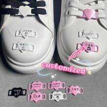 1 Pair Customized Heart-Shaped Shoelace Charm Decorations - Multicolor - View 1