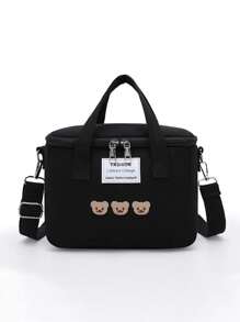 Large Capacity Multi-Function Insulated Lunch Bag, Suitable For Students - Canvas Mommy Bag, Handheld Mommy Bag, Insulated Bag, Cute Bear Milk Bottle & Diaper Storage Bag, Shoulder Diagonal Mommy Bag, Christmas, Halloween, Thanksgiving, Easter Gift Bag, Ideal For School Use And Learning Supplies. - Multicolor - View 7