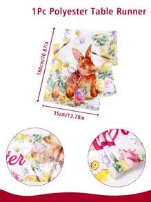 1 pièce Chemin de table motif lapin de Pâques, œuf de Pâques et marguerite, couverture de table, décoration de table pour fête de Pâques, décoration d'anniversaire, décoration de Pâques, décoration de maison, fournitures de fête pour cuisine et restaurant, décoration de table printanière, repas de Pâques