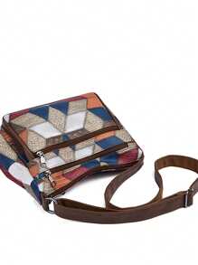 新款多功能中年女性手提包、妈妈包、婆婆包，柔软皮革质感单肩斜挎包 - 卡其色 - 查看 4