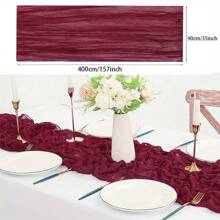 1 Pc Wine Red Cheesecloth Table Runner, 400cm Long Cheese Cloth Boho Sheer Table Cloth Suitable For Wedding, Baby Shower, Birthday, Holiday Party, Thanksgiving, Christmas Decor