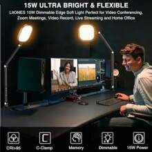 LED Desk Lamp Dimmable Clamp Mount Home Office Task Light For Video Conference Recording Zoom Meeting Adjustable Swing Arm Reading Work Lighting - Black1 - View 3