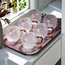 12/6/4/2pcs 100ml Transparent Mini Rose Glass Cup, Heat Resistant, Small Tea Cup, Handled Glass Cup, Coffee Cup, Suitable For Kitchen, Home Gathering, Restaurant, Club, Gift - Clear - View 1