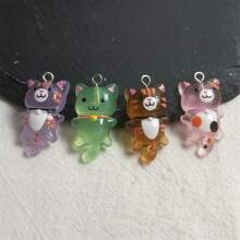 10/30 peças de artesanatos fofos de gatos de resina que brilham no escuro, adequados para fazer joias "faça você mesmo" - perfeitos para colares, pulseiras e chaveiros, acessórios para fazer joias