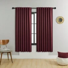 1 buah atau 2 buah Tirai Jendela/Saku Batang dengan Gesper yang Dapat Disesuaikan dan Berbagai Ukuran, Tirai Penghalang Cahaya Hemat Energi Warna Polos untuk Ruang Tamu, Kantor, Dapur, Kamar Tidur - Burgundy - View 29