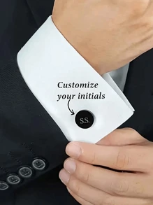 2pcs Custom Name Cufflinks, Personalised Groomsmen Cufflinks, Wedding Cufflinks, Stainless Steel Cufflinks, Birthday Anniversary Gift For Men - Multicolor - View 4