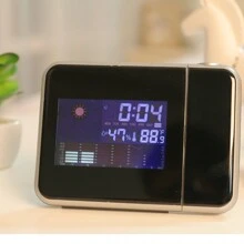 Despertador Digital Con Proyector Y Sensor De Temperatura.Reloj Despertador Digital Con Proyeccion De Led Multifunción.reloj de proyección giratorio.Reloj electrónico de temperatura con pantalla a color. - Negro - Ver 2