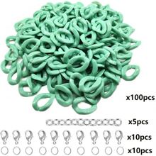 100set/25pcs 17x23/20X28mm Macaron Color Twist Chain Beads Buckle For Diy Fashion Necklace Phone Bag Chain Jewelry Making Decorative Accessories - Multicolor - View 14