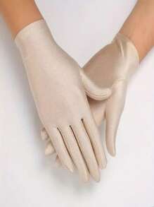 1 双角色扮演手套，1920 盖茨比化妆舞会套装黑色音符黑球配饰套装，缎面长手套纯色弹性装饰手套适用于舞会婚礼新娘手套 - 彩色 - 查看 7