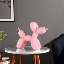 1 件手工树脂气球狗雕像装饰物 - 可爱的白色动物雕塑，适用于家居装饰和情人节礼物、生日礼物