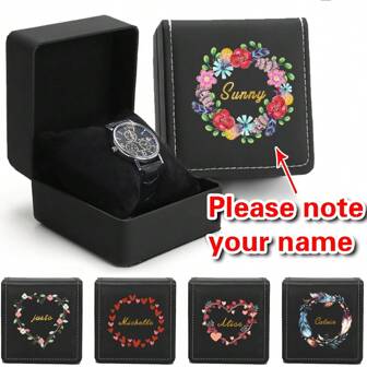 Custom Name Portable Single Watch Box PU Leather Protective Storage Organizer With Soft Interior Durable Watch Display Case Gift Case For Men Women Watch Collectors Enthusiasts