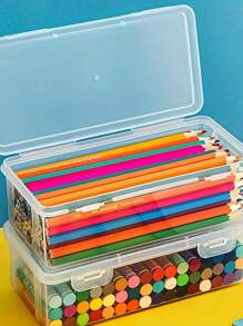 4 Pieces - Extra Large Capacity Plastic Pencil Case, A Versatile Multifunctional Storage Box, One-Stop To Meet The Needs Of Fine Classification Of School Supplies And Safe Storage Of Electronic Accessories, Multifunctional Storage Box, Suitable For School Supplies And Accessories, Highly Attractive, Simple,Desk Organiser,Pencil Case,Pen Holder,Plush Pencil Case,Pencil Case Cute,Office Desk Organiser,Material,Marker Organizer - Multicolor - View 6