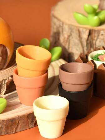 1:12比例微缩景观装饰配件，逼真迷你陶土花盆，迷你多肉植物盆，微型种植盆，逼真种植盆，DIY微缩场景配件，创意手工DIY树脂零件，迷你种植花卉蔬菜，迷你观察种植盆，迷你多肉植物小陶盆，吸水透气极简主义陶土盆