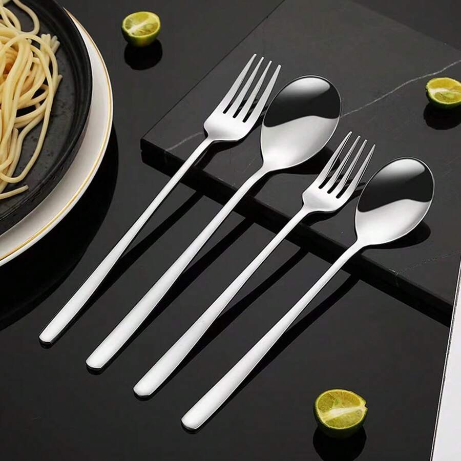 1/2/5/10 piezas Cucharas coreanas de acero inoxidable de mango largo, cucharas para sopa, utensilios de cocina, elegantes utensilios de comedor, artículos escolares
