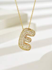 1 件奢华流行款 Hailey Style A-Z 全锆石铜合金吊坠项链，时尚 14k 镀金链，珠宝礼物 - 項鍊 - 查看 22