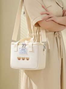 Large Capacity Multi-Function Insulated Lunch Bag, Suitable For Students - Canvas Mommy Bag, Handheld Mommy Bag, Insulated Bag, Cute Bear Milk Bottle & Diaper Storage Bag, Shoulder Diagonal Mommy Bag, Christmas, Halloween, Thanksgiving, Easter Gift Bag, Ideal For School Use And Learning Supplies. - Multicolor - View 6