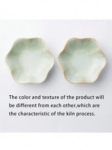 1pc Ceramic Jewelry Tray, Lotus Shaped Dish For Earrings, Necklace, Rings, Bracelets Storage, Green Back To School, Room Decor - White Light Green - View 5
