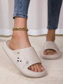Women's Non-Slip Soft Bottom Indoor Slippers, Summer Quiet Couple Bathroom Home Use Bear Design Slides
