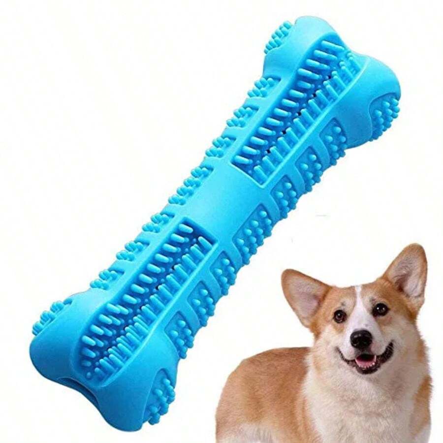 Cepillos de dientes de perro de goma blanda, juguetes para masticar para cachorros, palitos de cepillo de dientes con limpieza de 360 grados para perros pequeños, pasta de dientes para mascotas - Azul - Ver 1