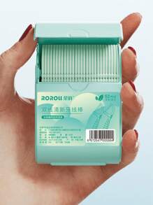 52 piezas Conjunto de palillos dentales y hilo dental de doble línea con aroma a menta en caja de doble capa, caja de almacenamiento desechable para hilo dental y palillos dentales - Multicolor - Ver 4