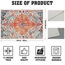 Bohemian Placemats, Southwest Orange And Blue-Green Woven Texture Len, Zmywalny Na Stół Kuchenny, Wystrój Jadalni, Nadaje Się Do Domu, Imprezy, Wnętrza