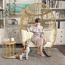 Silla de columpio de ratán para exteriores, silla cesta de columpio extra grande, silla tumbona - 1 - Ver 3