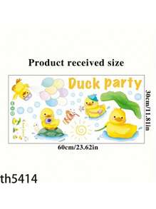 1 件卡通鸭子图案墙贴，现代 PVC 家居墙贴，防水贴纸，墙贴，乙烯基家居装饰贴花，春季装饰品让您的家焕然一新，Rama 装饰贴纸 - 11.81*23.62 英寸 - 彩色 - 查看 3